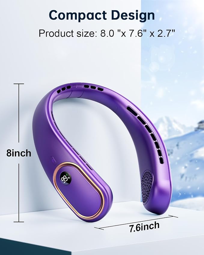 SHEWIND Portable Neck Fan - 5000mAh Rechargeable Hands-Free Wearable Fan | 4 - Image 8