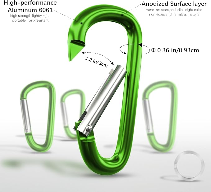 sprookber 4" & 5" Extra Large Aluminum Carabiner D Ring, Caribeener Clips - Image 4