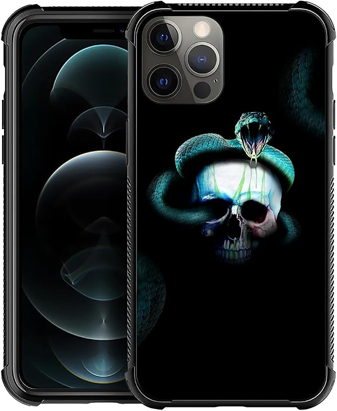 for iPhone 11 Pro Max Case, Skeleton Winding Snake Pattern Graphic Design Girl by FKBRCL4U