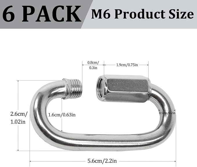 Locking Carabiner Clips, Stainless Steel Spring Snap Hook Locking Carabiner - Image 4