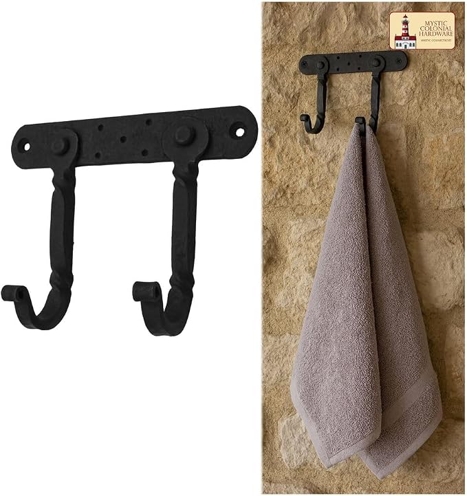 "Mystic Colonial Medieval Hand-Forged Iron Double Wall Hooks 1 Pc | Rustic - Image 7