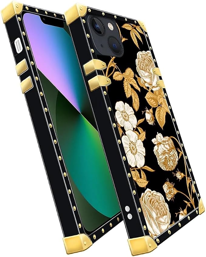 Compatible with iPhone 13 Case, Blooming Rose Golden Flower Luxury Golden - Image 3