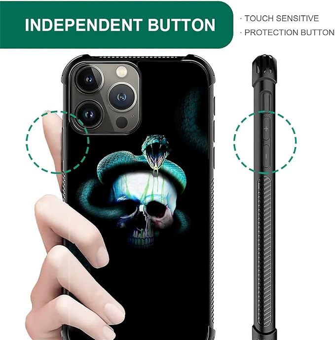 for iPhone 16 Pro Case, Skeleton Winding Snake Pattern Graphic Design Girl Boy - Image 2