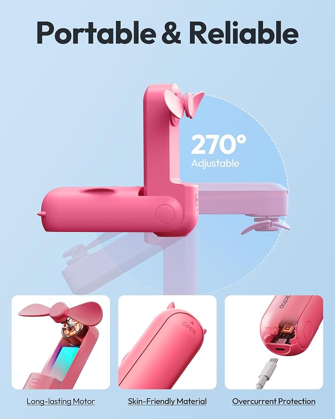 Gaiatop Portable Handheld Fan, 3 in 1 Mini Fan Handheld, Foldable Personal Fans - Image 5