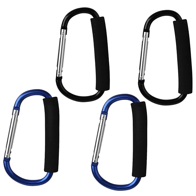 4 Pack Large Carabiner 5.5" D Style Click and Carry Bag Carrier Stroller Hooks by sansheng