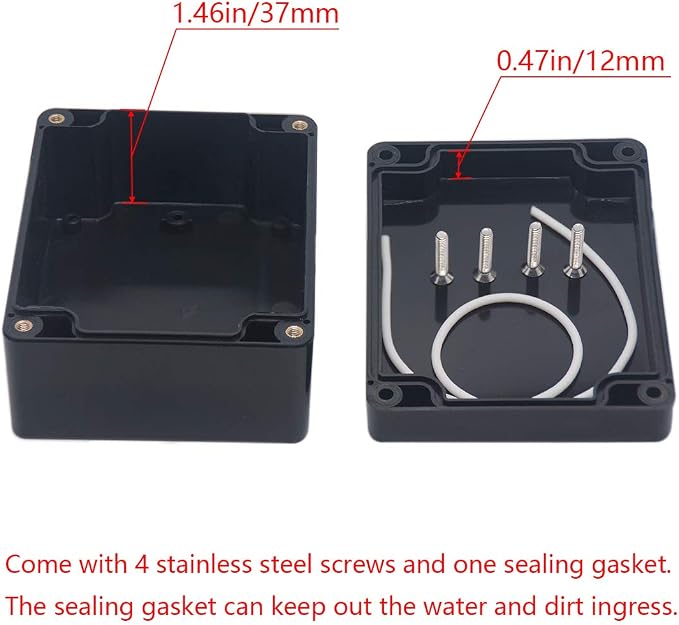 2 Pack Project Box IP65 Waterproof Junction Box ABS Plastic Black Electrical - Image 4