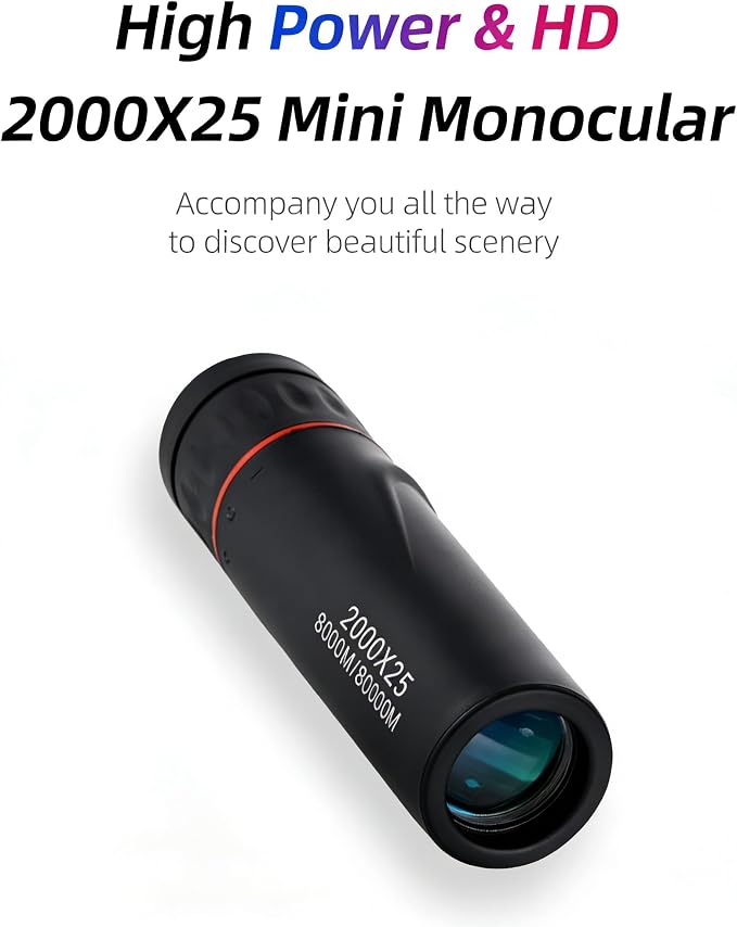 Mini Monocular Telescope with Phone Adapter, 25X Magnification Portable Single - Image 2