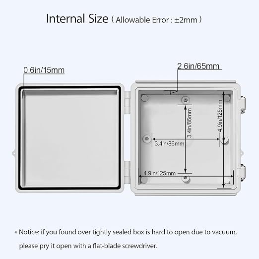 LeMotech Electrical Box, IP67 Waterproof Hinged Cover Stainless Steel Latch - Image 5