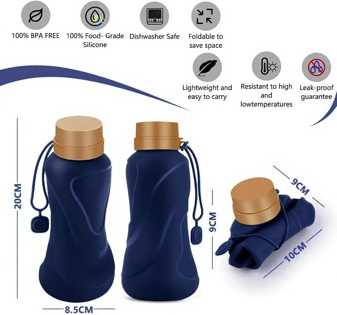 Collapsible Water Bottles, Leak Proof, Reuseable BPA Free Silicone Foldable - Image 2