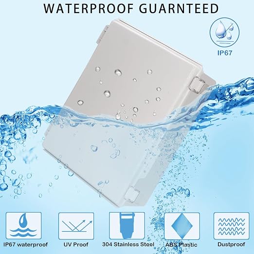 Zulkit Junction Box, IP67 Waterproof Electrical Box Hinged Cover Stainless - Image 2