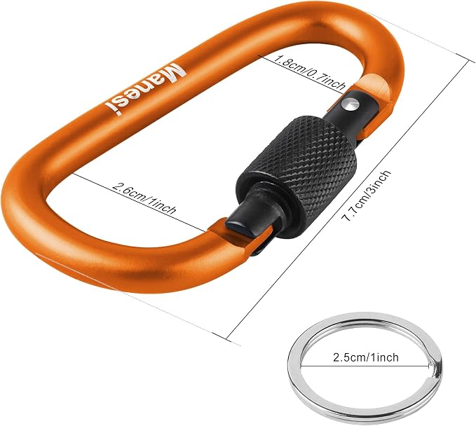 10 Pack Aluminum D Ring Key Rings Clips Locking Carabiner - Image 2