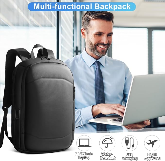 hk Business Backpack for Men 17 Inch, Slim & Expandable Waterproof Travel - Image 8