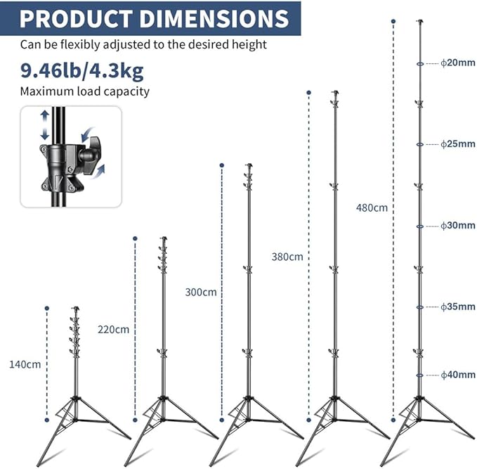 Kate 2 Pack Heavy Duty Light Stand Tripod - Image 3