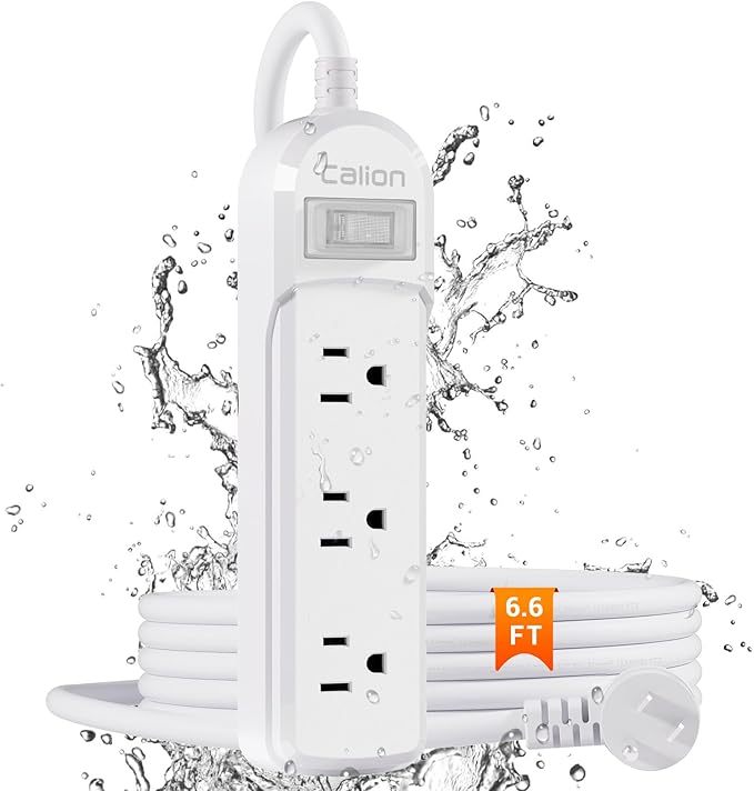 Outdoor Power Strip Weatherproof, IPX6 Waterproof 6.6ft SJT Extension Cord by CALIONLTD