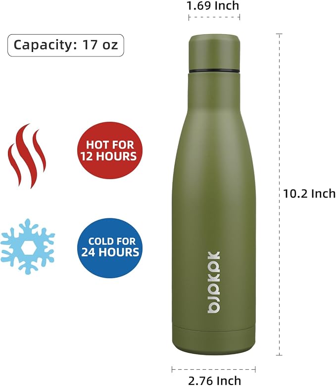 BJPKPK 17oz Insulated Water Bottles Stainless Steel Sports Water Bottles Keep - Image 2