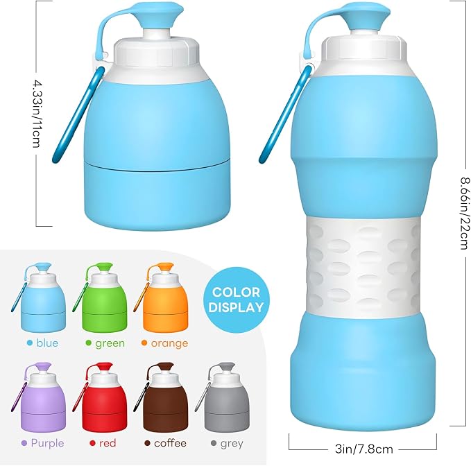 Collapsible Lightweight 20oz Water Bottle, Food-Grade Silicone BPA Free - Image 6