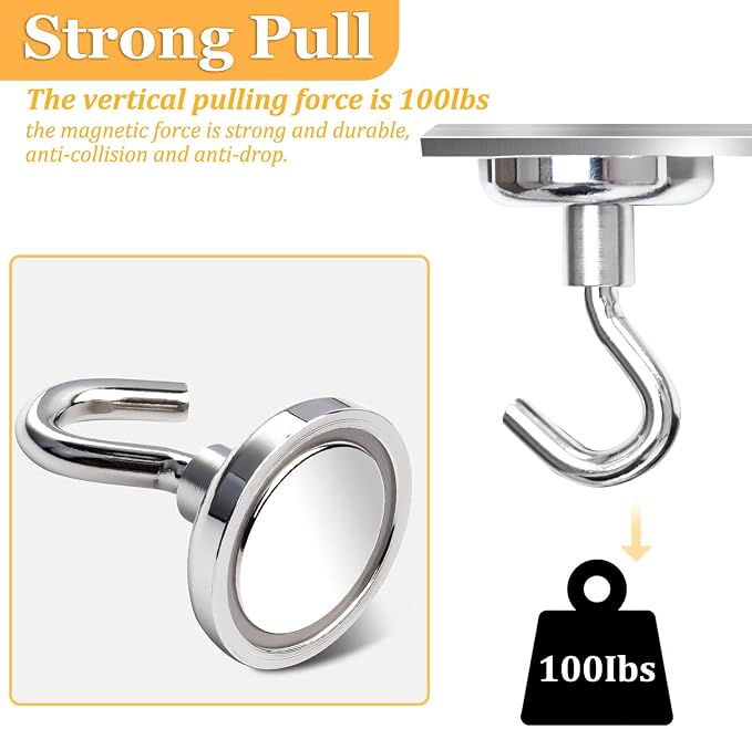 14Pack Magnetic Hooks, 100lbs+ Strong Magnetic Hooks Heavy Duty Rare Earth - Image 8