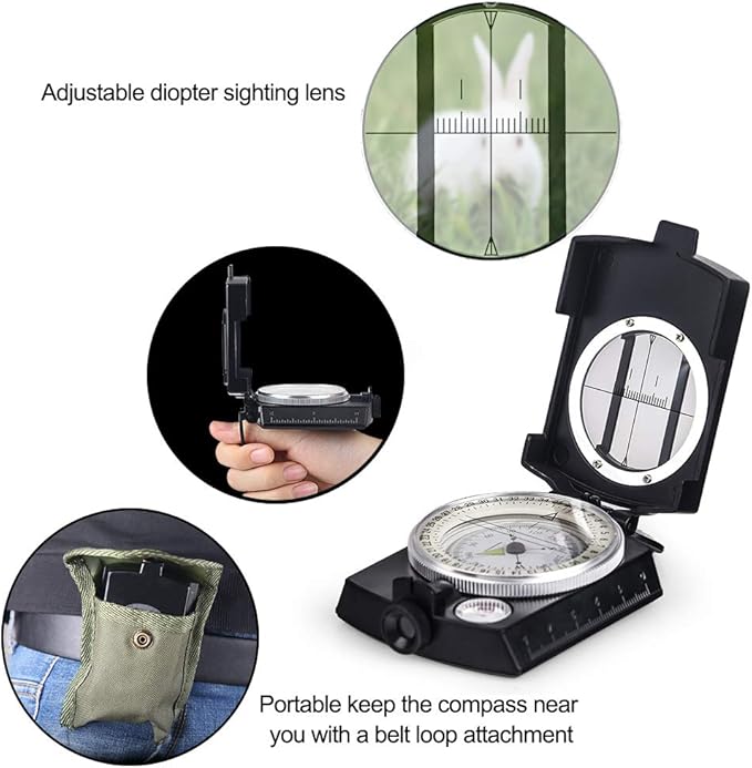 COSTIN Multifunctional Compass, Metal Military Waterproof High Accuracy Compass - Image 6