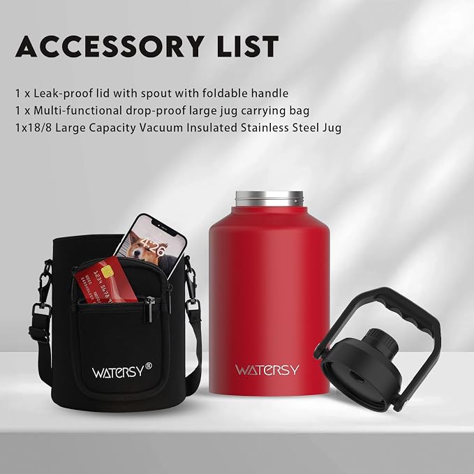 WATERSY 1 Gallon Water Bottle Insulated, BPA Free&Leak Proof, 128oz Stainless - Image 6