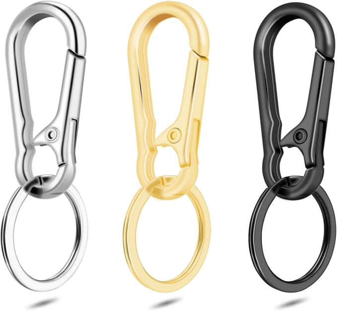 3Pack Assorted Metal Carabiner Clip, Small Keychain Rings, Mini EDC Key Ring by CooBigo