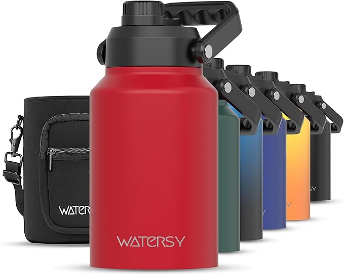 WATERSY Half Gallon Water Bottle Insulated, BPA Free&Leak Proof, 64oz Stainless by Watersy