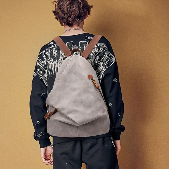 KL928 PU Leather Vintage Backpack – Large Casual Daypack Outdoor Travel - Image 8