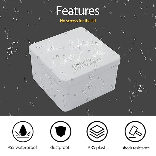 LeMotech Junction Box, Electrical Box IP65 Water Resistant Dustproof ABS - Image 6