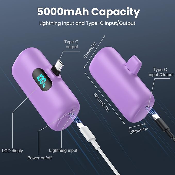 Small Portable Charger for iPhone 17/16/15 Series, 5000mAh 3A PD USB C Power - Image 7