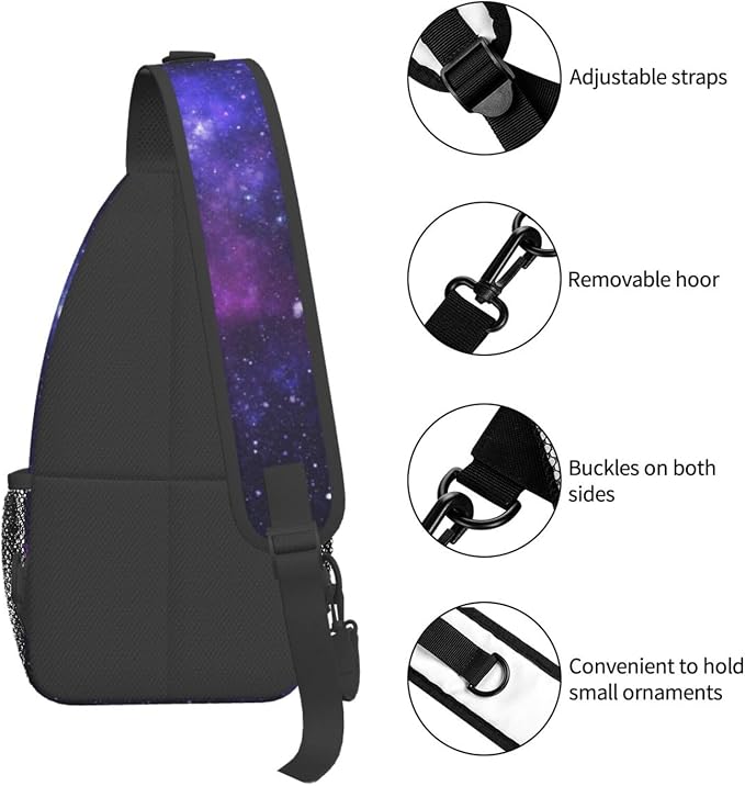 Galaxy Crossbody Sling Bags for Women Men Abstract Blue Nebula Beautiful Night - Image 4