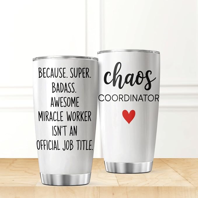 CUBICER Chaos Coordinator Quote Stainless Steel Tumbler 20 Oz Inspirational - Image 2