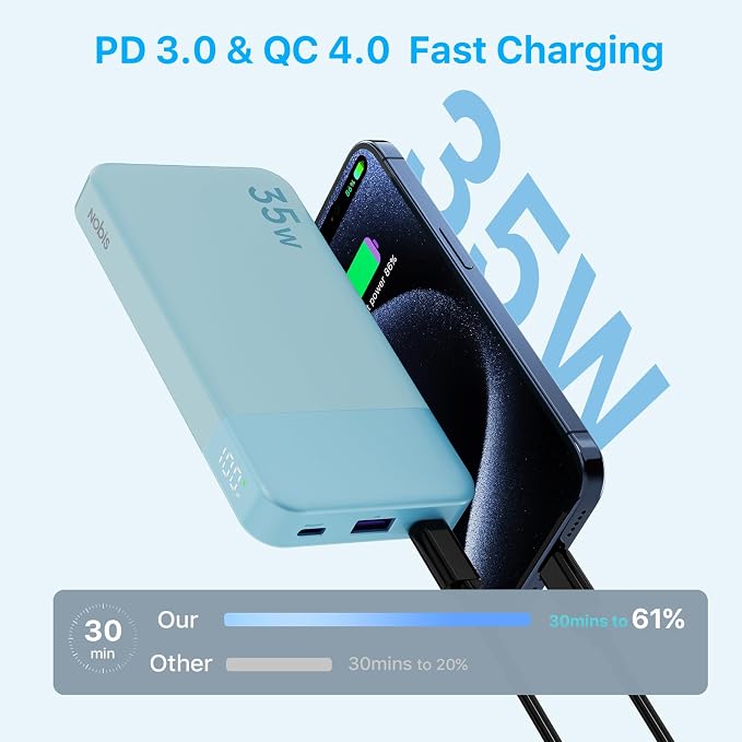 NOBIS Portable Charger, 10000mAh Power Bank Fast Charging, Battery Pack - Image 2