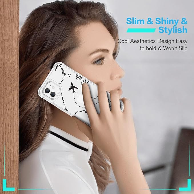 FANXI Minimalist Airplane Travel Map Phone Case Compatible - Image 6