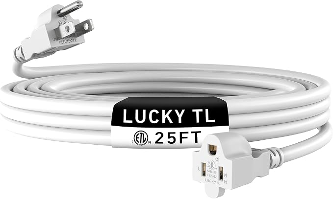 LUCKY TL Indoor Outdoor Extension Cord, 16/3 Gauge White Long Extension Cord by LUCKYTL