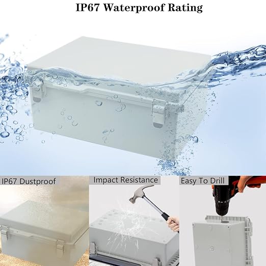 Zulkit Junction Box, IP67 Waterproof Electrical Box Hinged Cover Stainless - Image 3