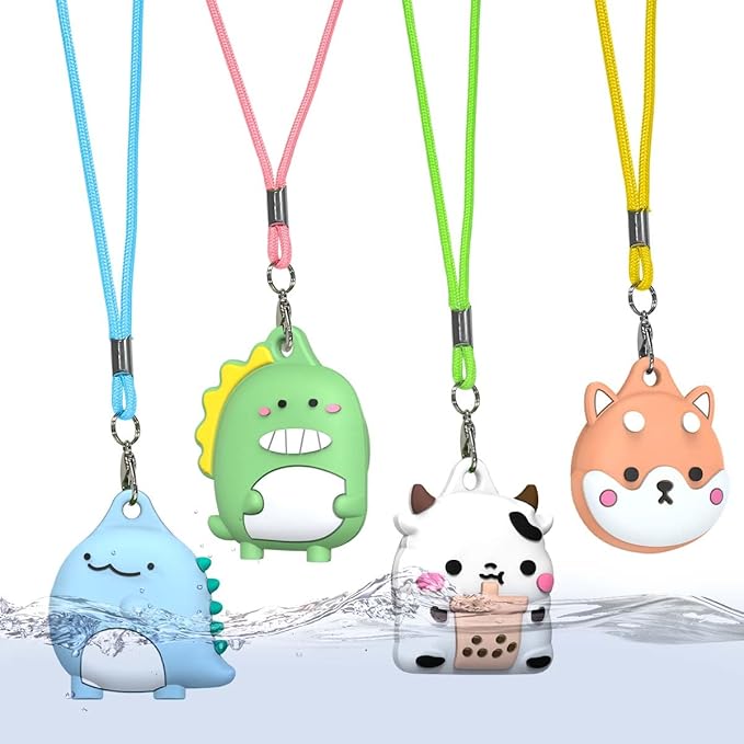 4-Pack Cute Case for AirTag 2/1 Necklace Design, Waterproof Air Tag Necklace by BIQIRE