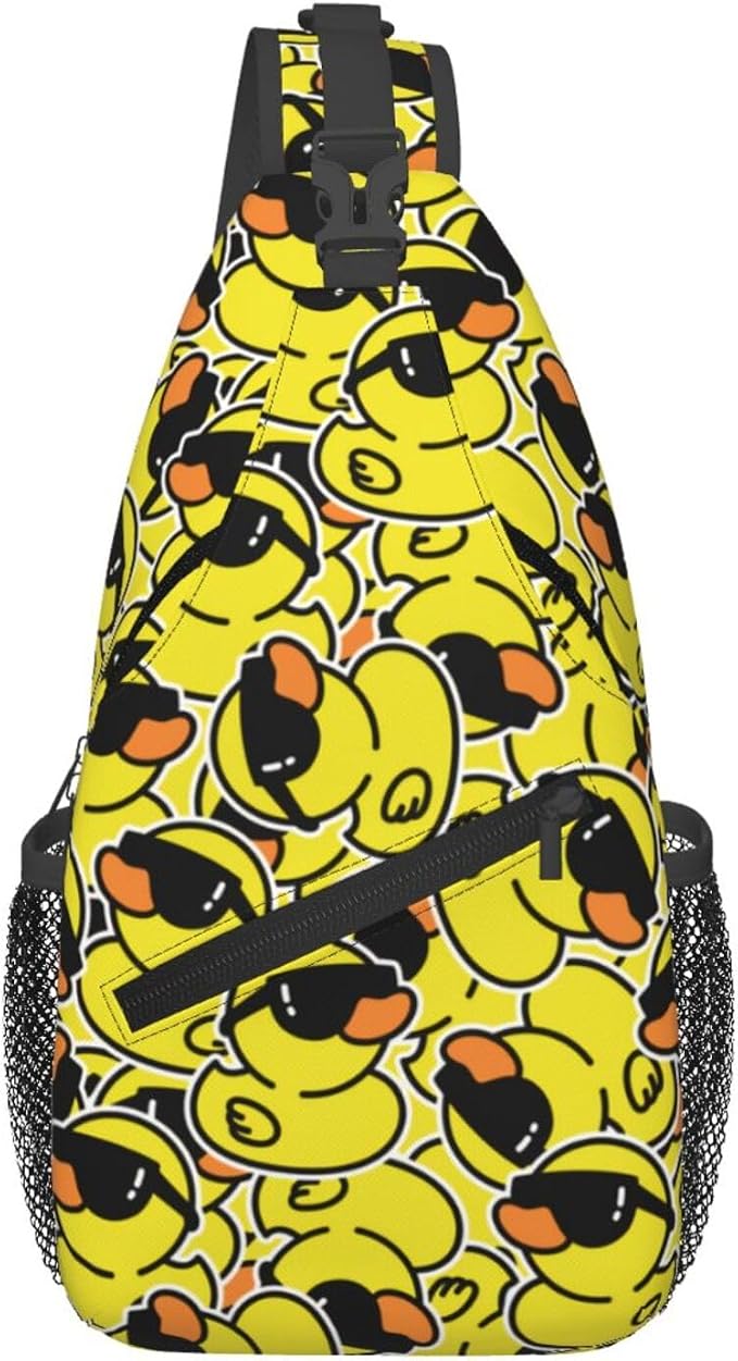 Cartoon Duck Sling Bag For Women Men Cute Yellow Duck Backpack Crossbody by Unknown