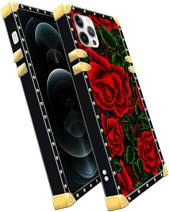 Compatible with iPhone 11 Pro Max Case, Vector Red Rose Green Leaf Luxury - Image 3