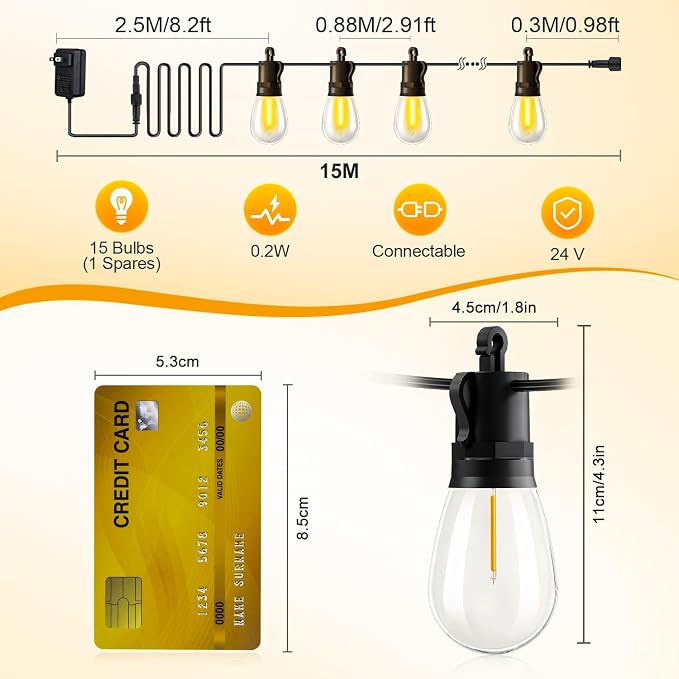 Outdoor String Lights Patio LED - Image 2