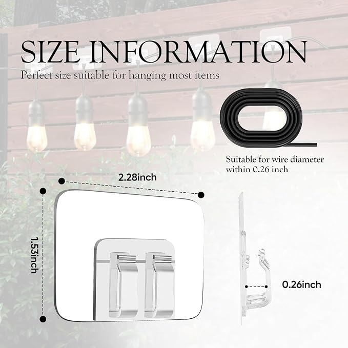 Hooks for Outdoor String Lights Clips: Heavy Duty Cable Clips - Image 2