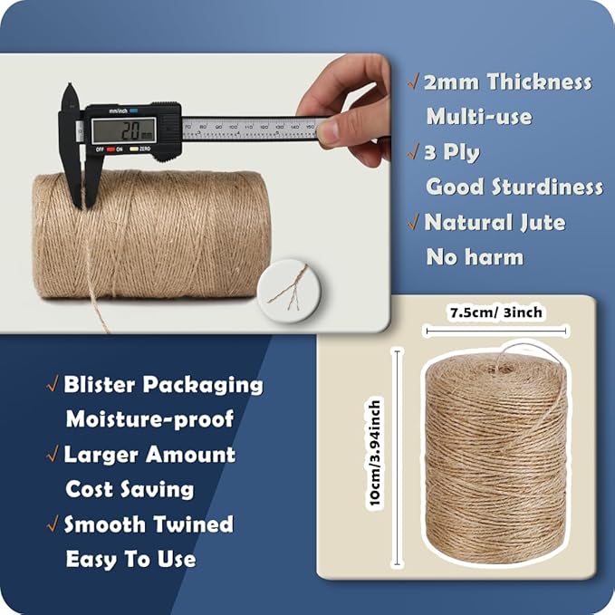 PerkHomy 800 Feet Natural Jute Twine Long Twine String - Image 2