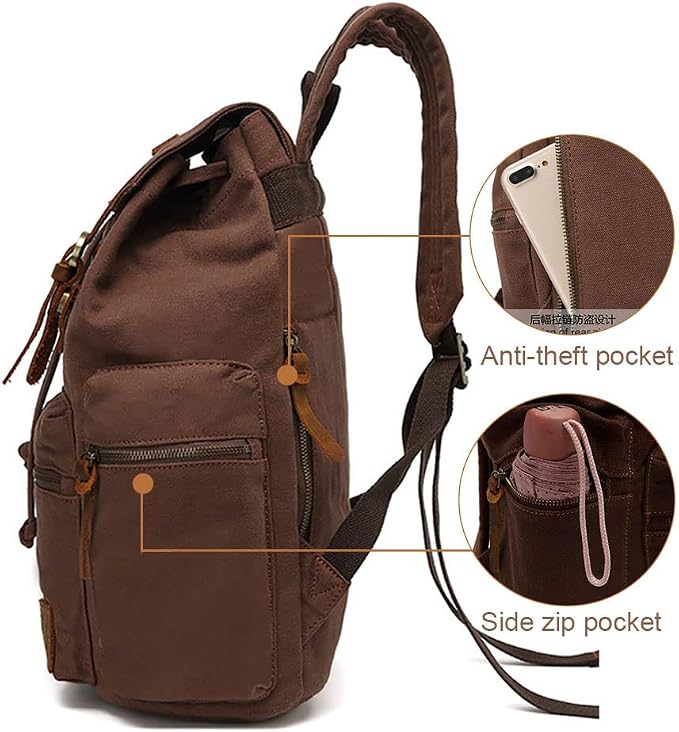 AUGUR High Capacity Canvas Vintage Backpack - Image 4
