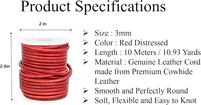 GENIQUE Real/Genuine Round Leather String Cord - Image 3