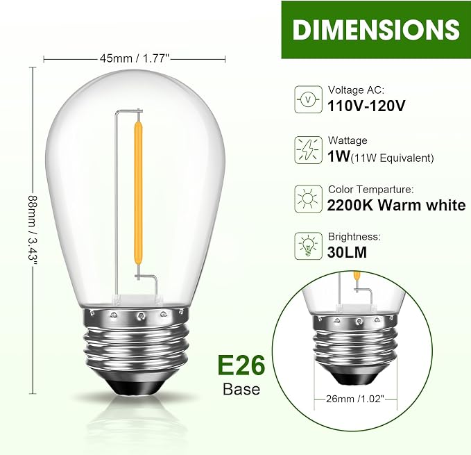 GvvooHome LED S14 Replacement Light Bulbs - Image 4