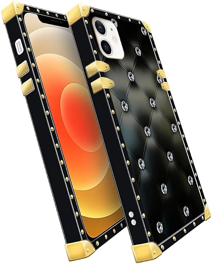 Compatible with iPhone 11 Case, Shiny Black Sofa Crystal Luxury Golden - Image 3