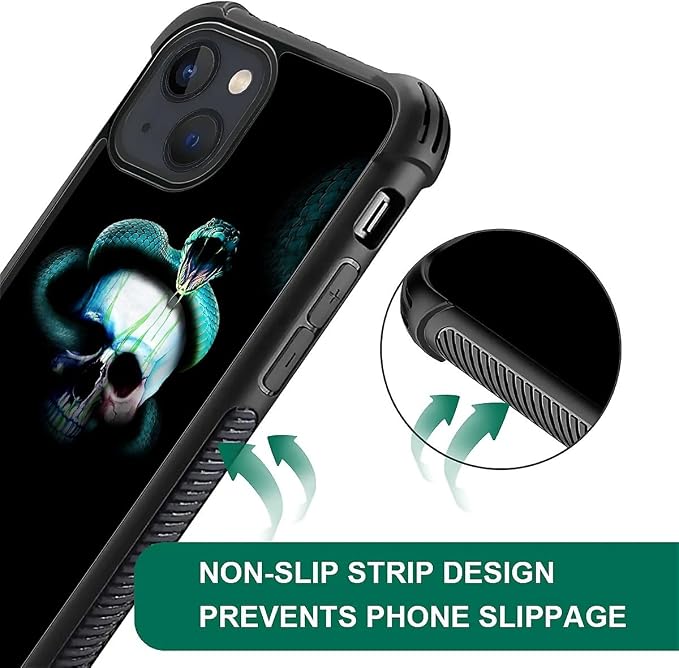 for iPhone 15 Plus Case, Skeleton Winding Snake Pattern Graphic Design Girl Boy - Image 3