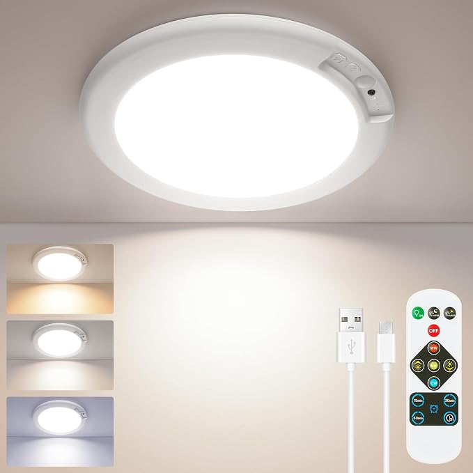 SunRider 4-Pack Rechargeable Motion Sensor LED Ceiling Light by SunRider