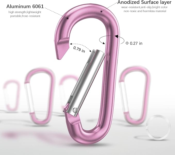 sprookber 3" Aluminum Carabiner D Ring, Caribeener Clips, Spring Snap Hook - Image 4