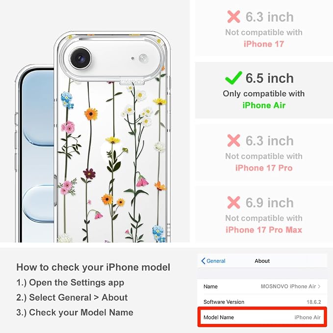 MOSNOVO for iPhone Air Case | Military Grade 6.6ft Drop Tested | Camera Control - Image 2