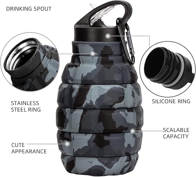 QiCheng&LYS Collapsible Water Bottle Sports Bottle 19.5OZ/580ml Travel Water - Image 3