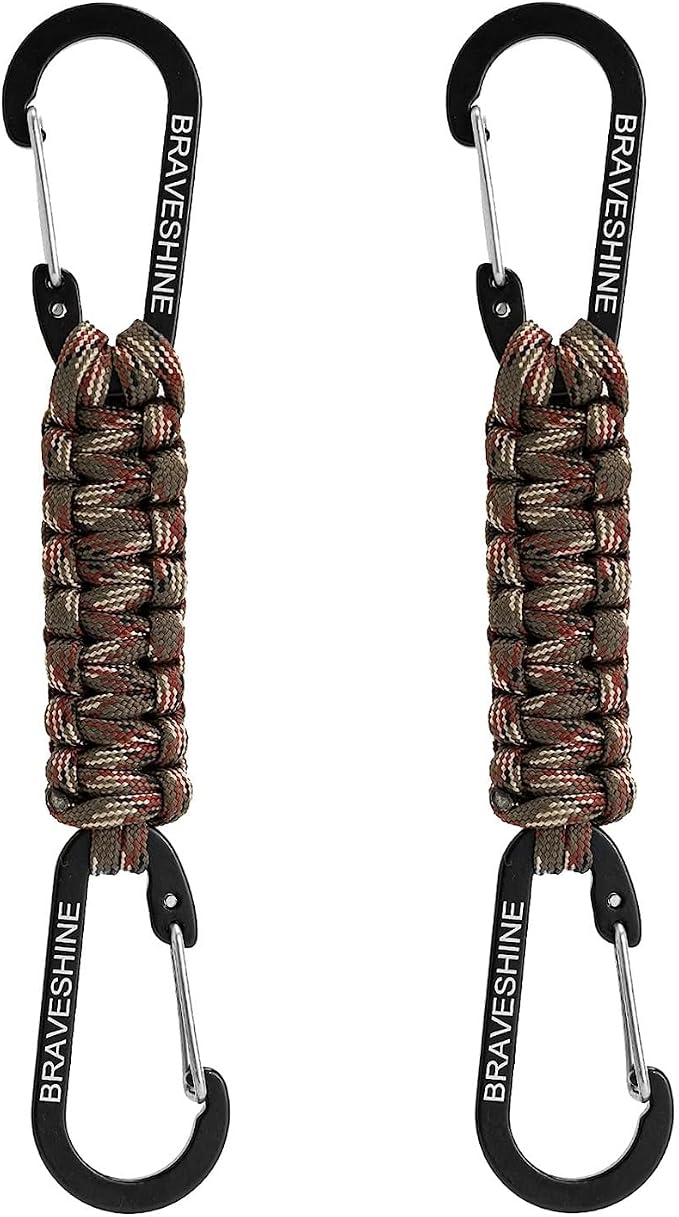 BRAVESHINE Paracord Keychain Carabiner Clip, D Ring Lanyard Hanger Stroller Hook by BRAVESHINE